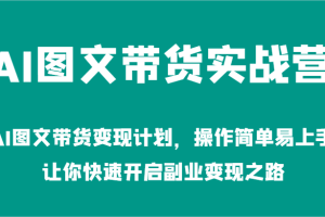 AI图文带货实战营-AI图文带货变现计划，操作简单易上手，让你快速开启副业变现之路