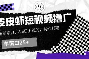 皮皮虾短视频撸广，单窗口收益25+！
