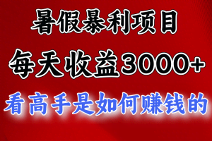 暑假暴力项目 1天收益3000+，视频号，快手，不露脸直播.次日结算