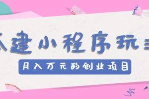 搭建小程序玩法分享，如何开启月收入万元的创业项目