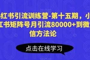 小红书引流训练营-第十五期，小红书矩阵号月引流80000+到微信方法论