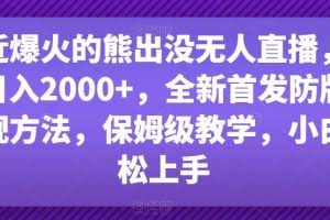 最近爆火的熊出没无人直播，轻松日入2000+，全新首发防版权违规方法【揭秘】