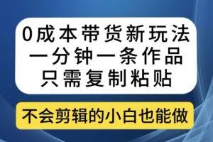 0成本带货新玩法，一分钟一条作品，只需复制粘贴就可以做