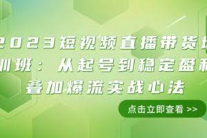 2023短视频直播带货培训班：从起号到稳定盈利叠加爆流实战心法（11节课）