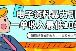 电子资料暴力引流，一单最低10美金，赚取终身被动收入，保姆级教程