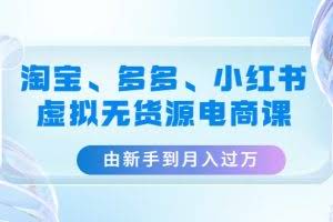 淘宝、多多、小红书-虚拟无货源电商课：由新手到月入过万（3套课程）