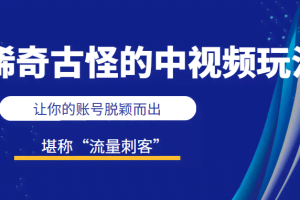 稀奇古怪的中视频玩法，让你的账号脱颖而出，堪称“流量刺客”（图文+视频)