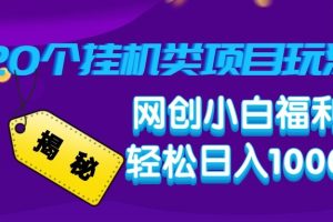 揭秘20种挂机类项目玩法 网创小白福利轻松日入1000+