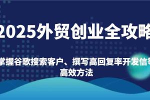 2025外贸创业全攻略：掌握谷歌搜索客户、撰写高回复率开发信等高效方法