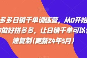 拼多多日销千单训练营，从0开始带你做好拼多多，让日销千单可以快速复制(更新25年2月)