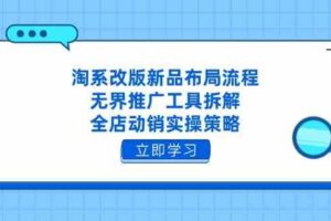 淘系改版新品布局流程，无界推广工具拆解，全店动销实操策略