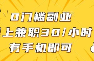 0门槛副业，线上兼职30一小时，有一部手机即可操作【揭秘】