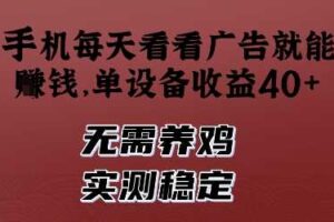 手机每天看看广告就能挣钱，单设备收益40+，无需养鸡，实测稳定【揭秘】