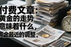 付费文章：黄金的走势意味着什么，如何看待黄金最近的调整