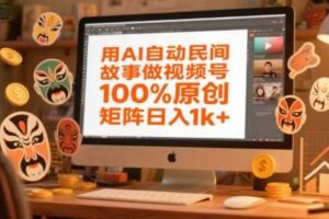 用AI自动民间故事做视频号，100%原创，矩阵日入1k+