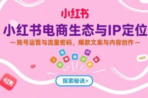 （15350期）小红书电商生态与IP定位，账号运营与流量密码，爆款文案与内容创作