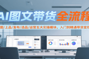 AI图文带货全流程，制图/上品/发布/选品/运营五大实操模块，入门到精通带货变现