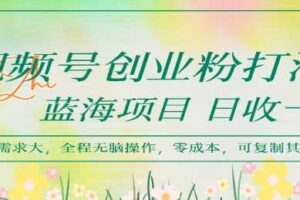 视频号创业粉打法，日入1k，蓝海项目，市场需求大，全程无脑操作，可复制