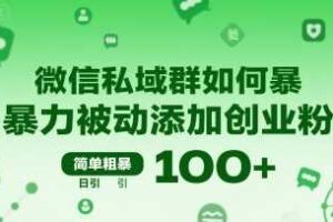 微信私域群如何暴力被动添加创业粉，简单粗暴，日引100+