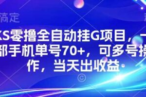 KS零撸全自动挂G项目，一部手机单号70+，可多号操作，当天出收益【揭秘】
