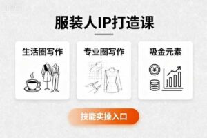 服装人IP打造课，文案创富+生活圈写作+专业圈写作+服装人专属+吸金元素+技能实操