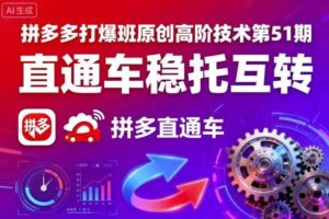 拼多多打爆班原创高阶技术第51期，直通车稳托互转