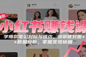 小红书赚钱课：学爆款笔记对标与模仿，做吸睛封面 + 数据分析，掌握变现秘籍