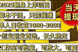 （16501期）2025翻身上岸项目脚本干活，内部客户经理内部开号，单人日收益1000-300…