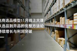 （16580期）电商选品模型11月线上大课：从选品到开品的完整方法论 持续增长与利润突破