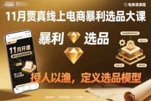 11月贾真线上电商暴利选品大课，授人以渔，定义选品模型