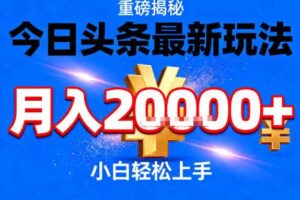 今日头条最新躺賺玩法，轻轻松松月入2W+，操作简单，小白轻松上手【揭秘】
