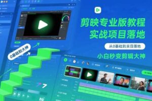 剪映专业版教程，从0基础到实战项目落地，小白秒变剪辑大神