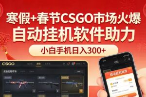 寒假+春节CSGO市场火爆，配合游戏自动挂机软件，小白只用一台手机也可日入300+