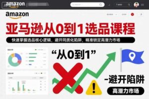 亚马逊从0到1选品课程，快速掌握选品核心逻辑，避开同质化陷阱，精准锁定高潜力市场（更新）
