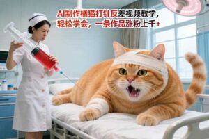 AI制作橘猫打针反差视频教学，轻松学会，一条作品涨粉上千+