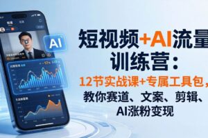 （18078期）短视频+AI流量训练营：12节实战课+专属工具包，教你赛道、文案、剪辑、AI涨粉变现