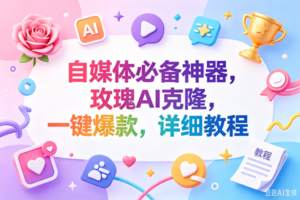 (18624期)玫瑰克隆神器,一键ai,爆款工具,自媒体必备,60多个功能,的详细教程