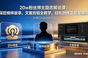 (18648期)20w粉丝博主励志解说课:深挖榜样故事,文案剪辑全教学,轻松创作正能量爆款