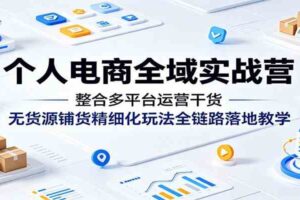 个人电商全域实战营:整合多平台运营干货,无货源铺货精细化玩法全链路落地教学