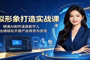 虚拟形象打造实战课:精通AI制作逼真数字人,足不出镜轻松开展产品带货与变现