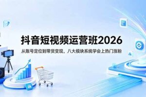 (18686期)抖音短视频运营班2026:从账号定位到带货变现,八大模块系统学会上热门涨粉