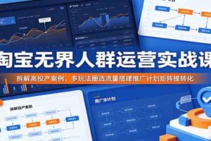 淘宝无界人群运营实战课:拆解高投产案例,多玩法圈选流量搭建推广计划矩阵提转化