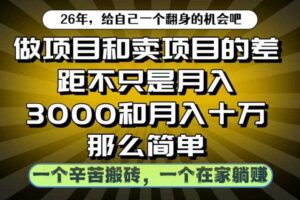 做项目和卖项目不只是月入3K和10W那么简单，一个努力搬砖，一个在家躺賺【揭秘】