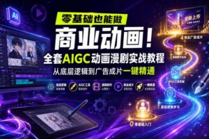 零基础也能做商业动画！全套AIGC动画漫剧实战教程，从底层逻辑到广告成片一键精通