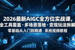 2026最新AIGC全方位实战课,全工具覆盖・多场景落地・变现玩法拆解,零基础从入门到精通系统视频教程