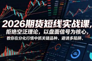 2026期货短线实战课，拒绝空泛理论，以盘面信号为核心，教你在分化行情中抓关键品种、避诱多陷阱