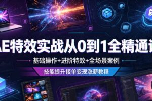 AE特效实战从0到1全精通课，基础操作+进阶特效+全场景案例，技能提升接单变现涨薪教程