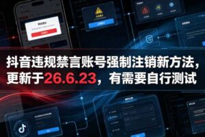 抖音违规禁言账号强制注销新方法,更新于26.6.23,有需要自行测试