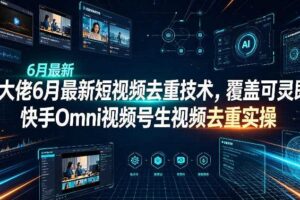 某大佬6月最新短视频去重技术，覆盖可灵即梦快手Omni视频号生视频去重实操