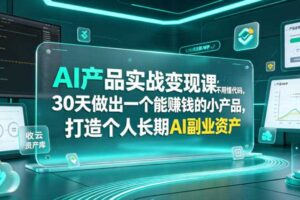 AI产品实战变现课，不用懂代码，30天做出一个能賺钱的小产品，打造个人长期AI副业资产